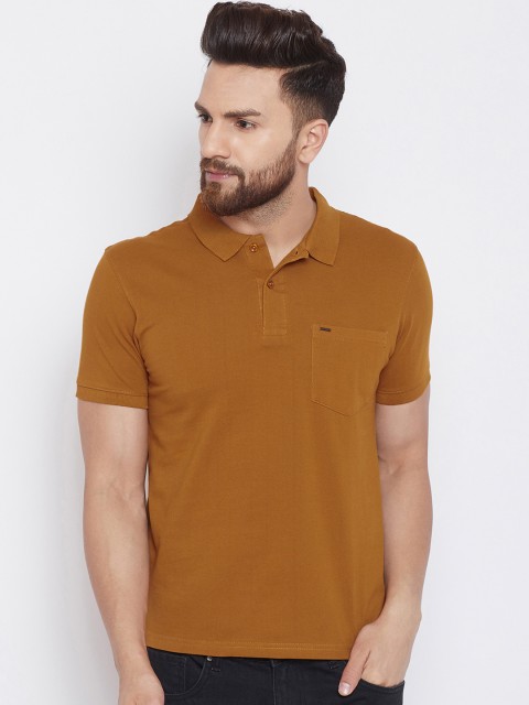 

Okane Men Brown Solid Polo Collar T-shirt