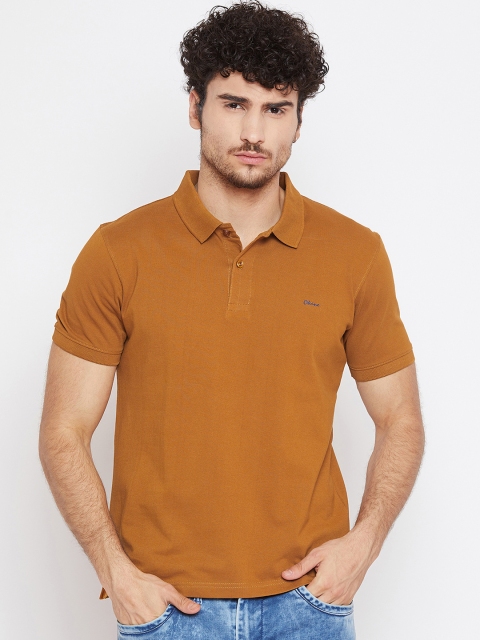 

Okane Men Mustard Yellow Solid Polo Collar T-shirt