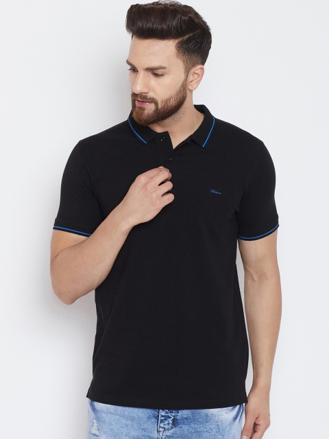 

Okane Men Black Solid Polo Collar T-shirt