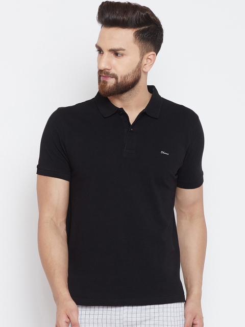 

Okane Men Black Solid Polo Collar T-shirt