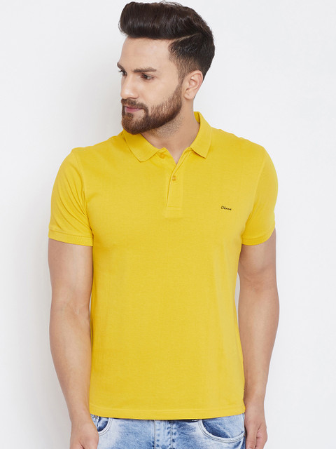 

Okane Men Yellow Solid Polo Collar T-shirt