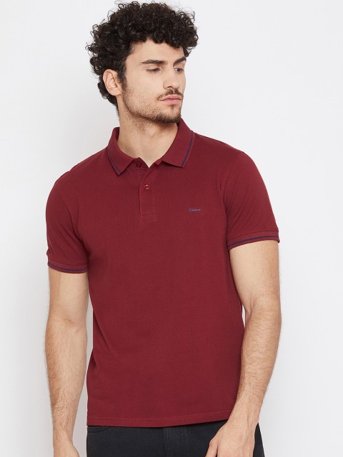 

Okane Men Maroon Solid Polo Collar T-shirt