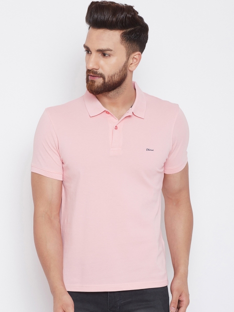 

Okane Men Pink Solid Polo Collar T-shirt