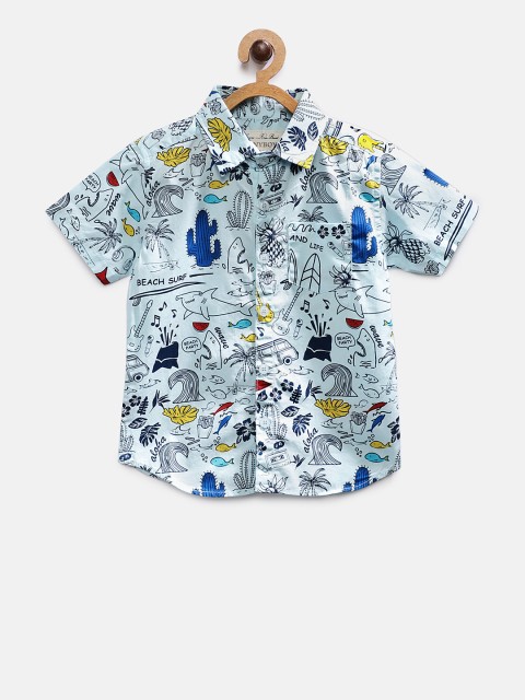 

TONYBOY Blue Regular Fit Printed Casual Shirt