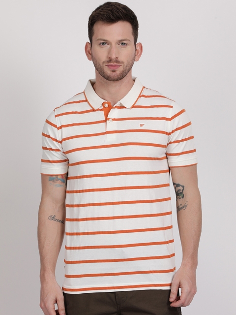 

t-base Men Off-White Striped Polo Collar T-shirt