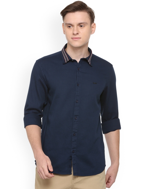

People Men Navy Blue Regular Fit Solid Casual Shirt