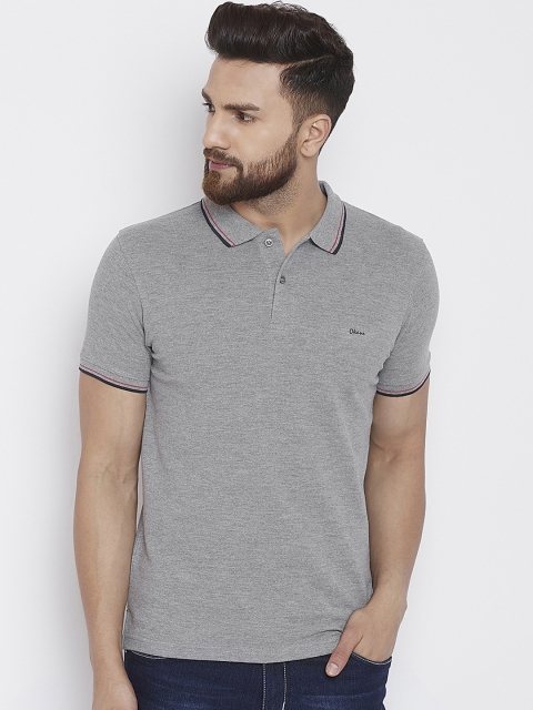 

Okane Men Grey Solid Polo Collar T-shirt