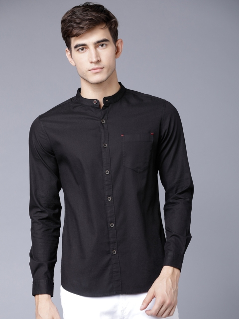 

Black coffee Men Black Slim Fit Solid Casual Shirt