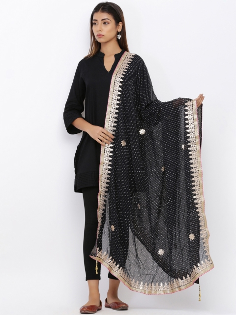 

SOUNDARYA Black Striped Dupatta