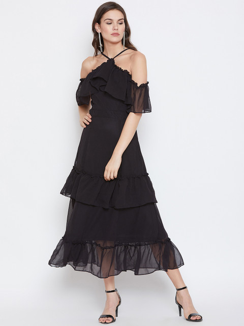 

Nun Women Black Solid Fit and Flare Dress