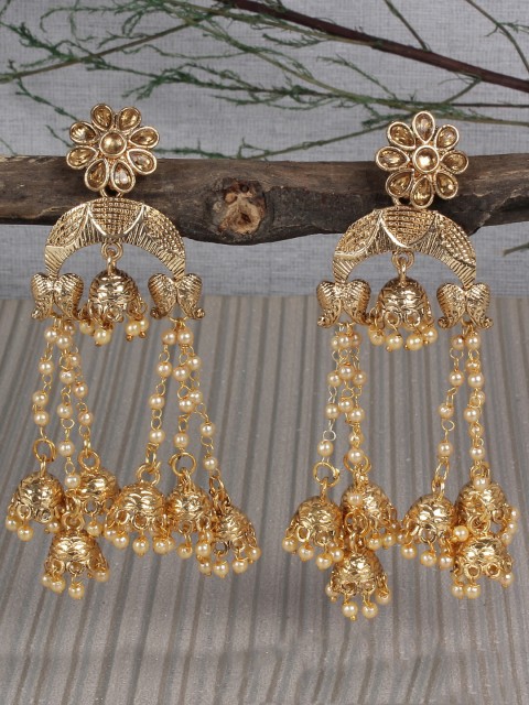 

Shining Diva Gold-Plated Antique Classic Jhumkas
