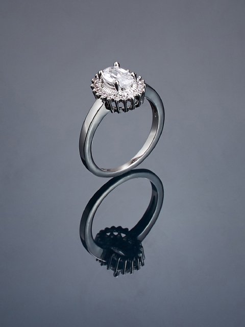 

shaze Women Silver-Plated CZ-Studded Finger Ring