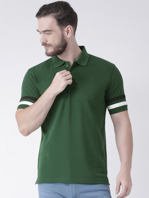 

GRIFFEL Men Green Solid Polo Collar T-shirt