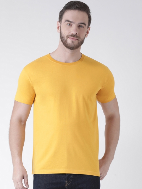 

GRIFFEL Men Yellow Solid Round Neck T-shirt