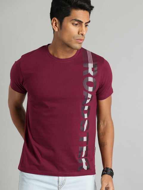 

Roadster Men Maroon Printed Round Neck T-shirt