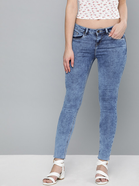 

HERE&NOW Women Blue Skinny Fit Mid-Rise Clean Look Stretchable Jeans
