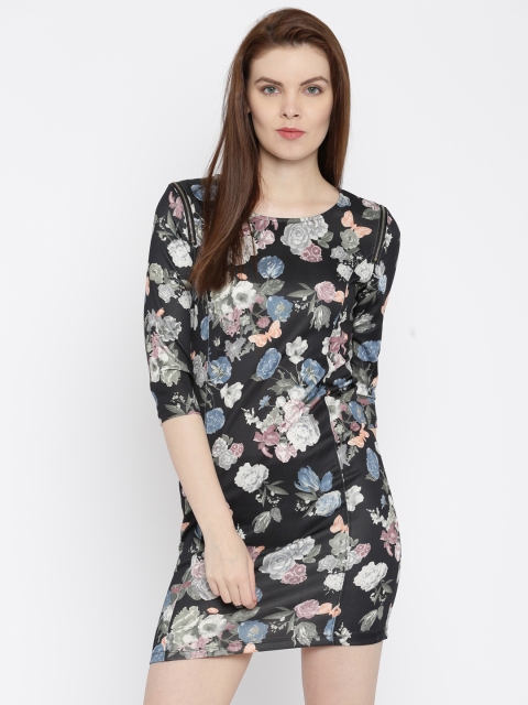 

ELLE Black Floral Print Sheath Dress