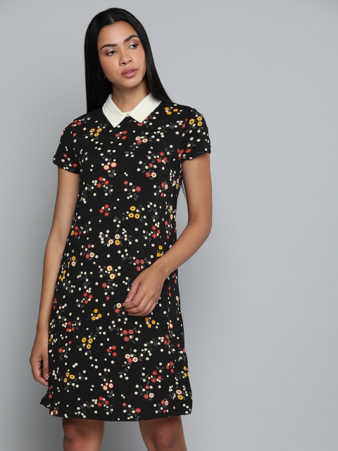 

Chemistry Women Black & Red Printed T-shirt Dress