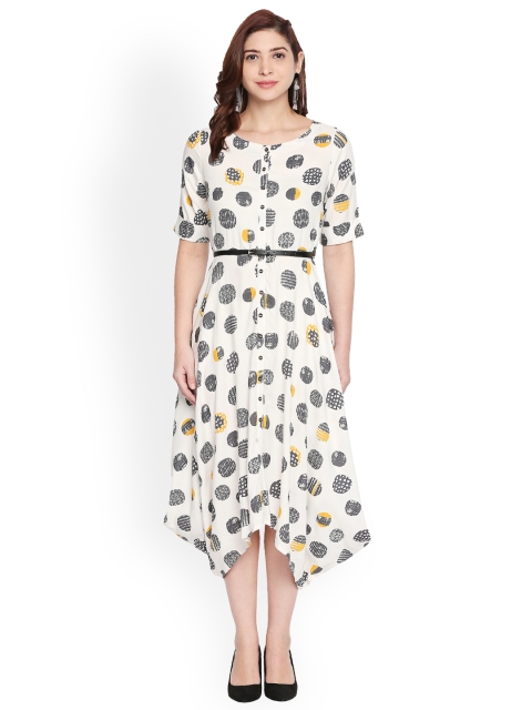 

AKKRITI BY PANTALOONS Women Off-White Printed A-Line Dress