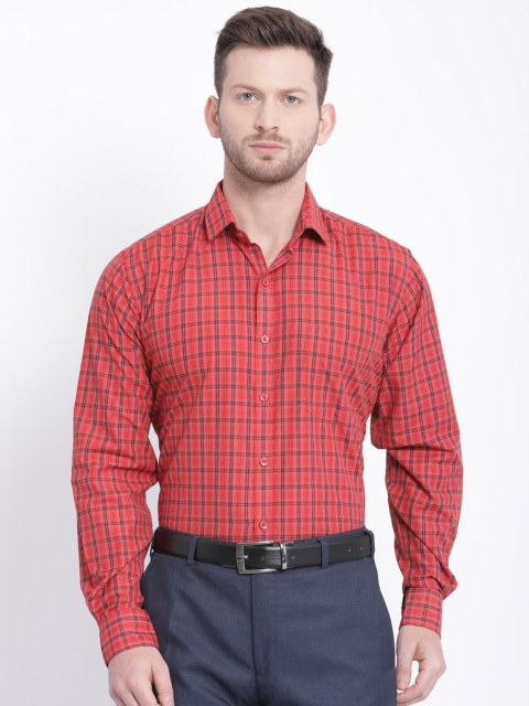 

Copperline Men Orange Comfort Regular Fit Checked Formal Shirt