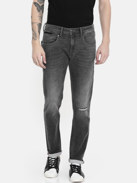 

Ed Hardy Men Black Dagger Slim Fit Mid-Rise Low Distress Stretchable Jeans