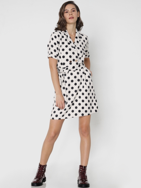 

ONLY Women White & Black Printed Fit and Flare Dress