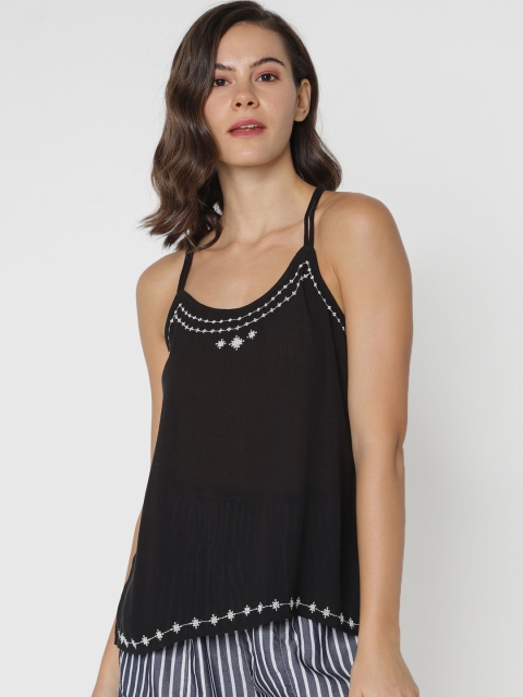 

ONLY Women Black Solid Styled Back Top
