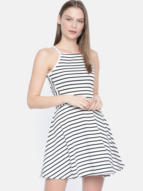 

ONLY Women White & Black Fit and Flare Dress