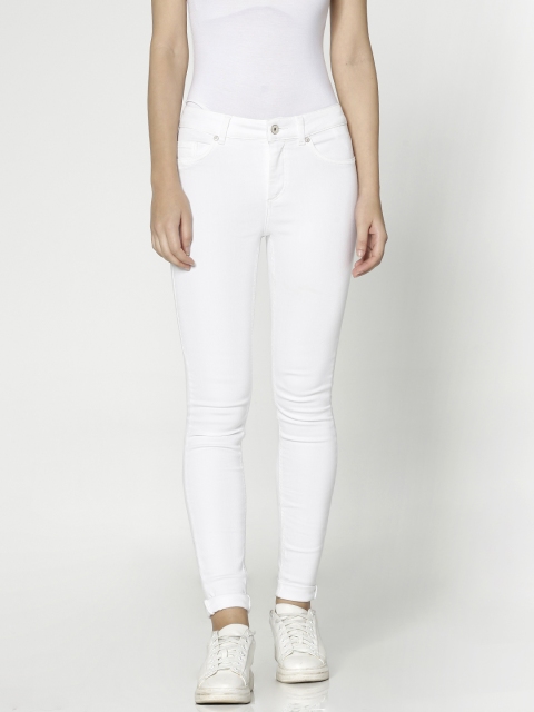 

ONLY Women White Skinny Fit Mid-Rise Clean Look Stretchable Jeans