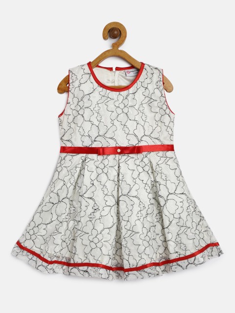

Peppermint Girls Printed Off-White Fit and Flare Dress