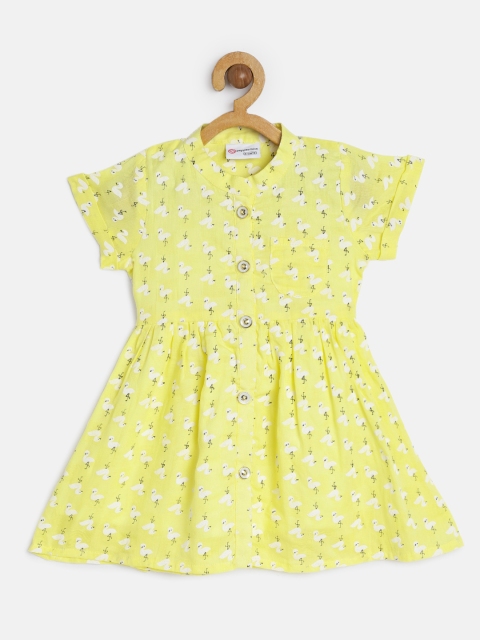 

Peppermint Girls Printed Yellow Fit and Flare Dress