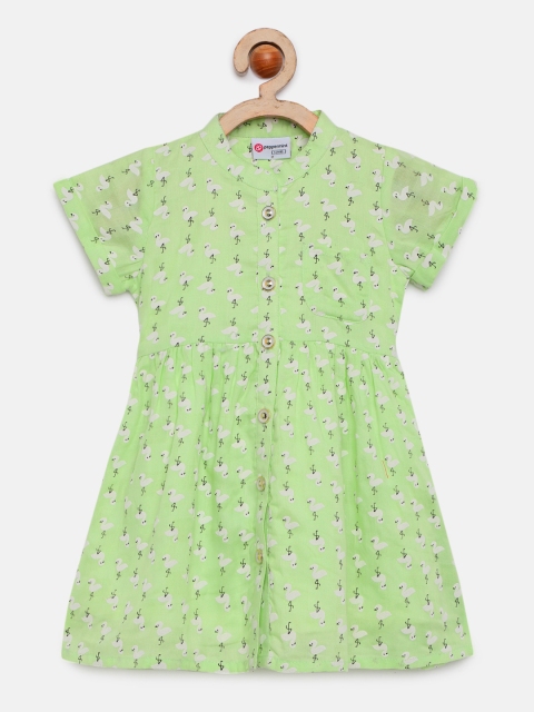 

Peppermint Girls Green Printed Fit & Flare Dress