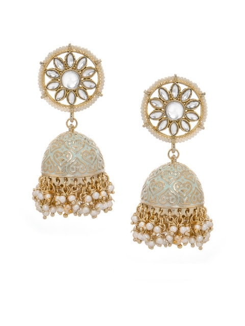 

Rubans Gold-Toned Hand Painted Dome Shaped Jhumkas