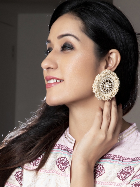 

Rubans Gold-Toned Circular Drop Earrings