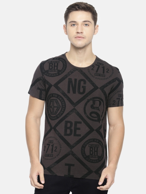 

Being Human Men Charcoal Grey Printed Round Neck T-shirt