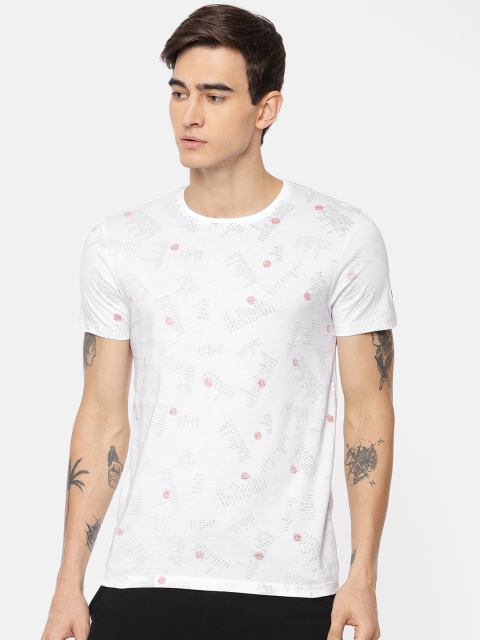 

Being Human Clothing Men White Printed Round Neck Pure Cotton T-shirt
