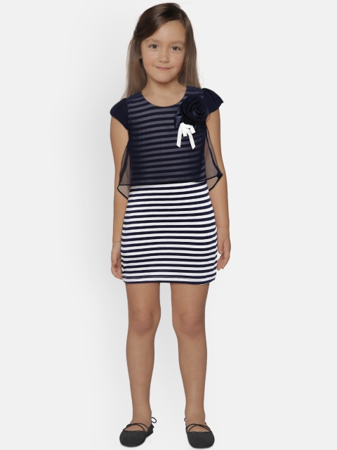 

Peppermint Girls Navy Blue & White Sheath Dress