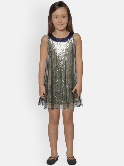 

Peppermint Girls Navy Blue Embellished A-Line Dress