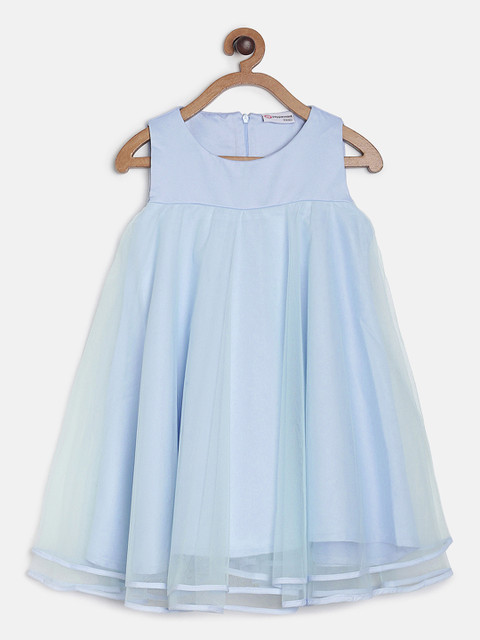 

Peppermint Girls Blue Solid Empire Dress