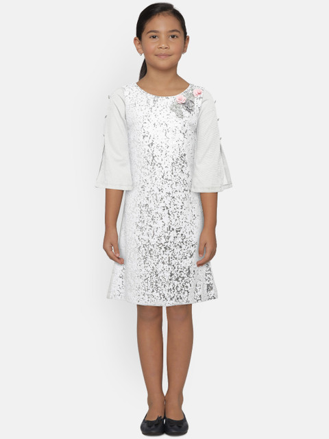 

Peppermint Girls Silver-Toned A-Line Dress