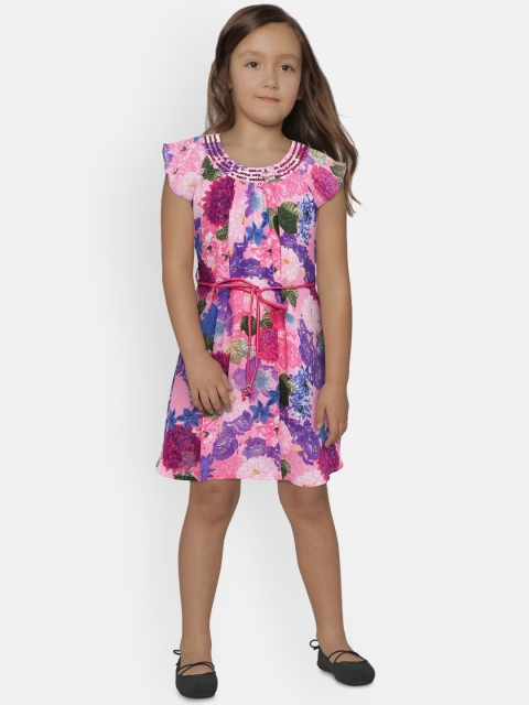 

Peppermint Girls Multicoloured Printed Fit and Flare Dress, Multi