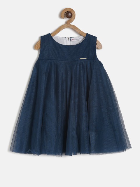 

Peppermint Girls Teal Blue Solid Fit and Flare Dress