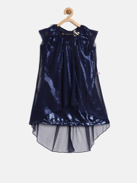 

Peppermint Girls Navy Blue Embellished A-Line Dress