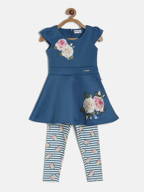 

Peppermint Girls Blue Fit and Flare Dress with Leggings