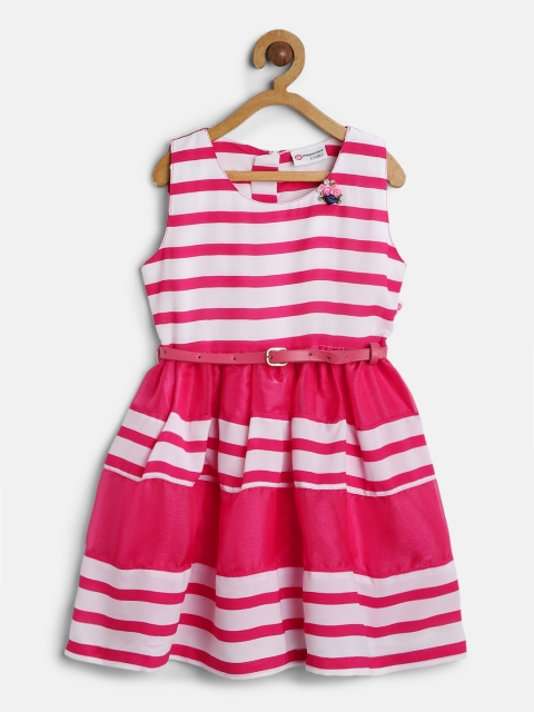 

Peppermint Girls Fuchsia Striped Fit and Flare Dress