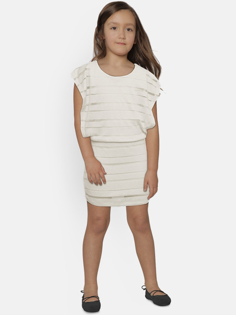 

Peppermint Girls Off-White Drop-Waist Dress