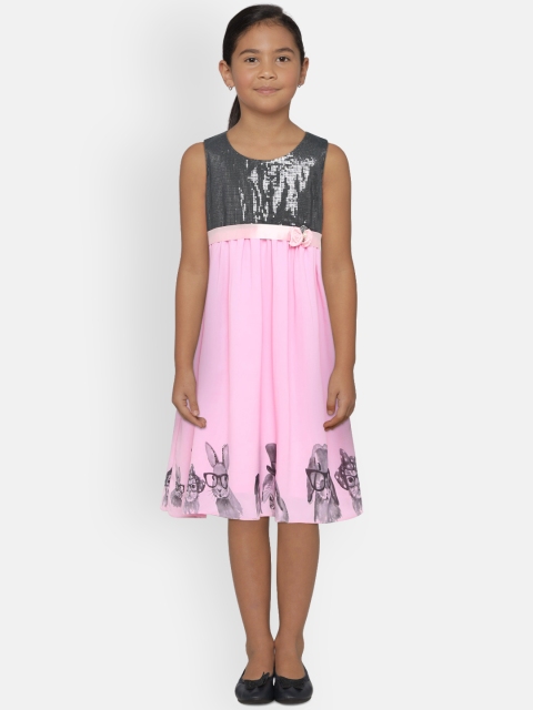 

Peppermint Girls Grey & Pink Embellished Fit and Flare Dress