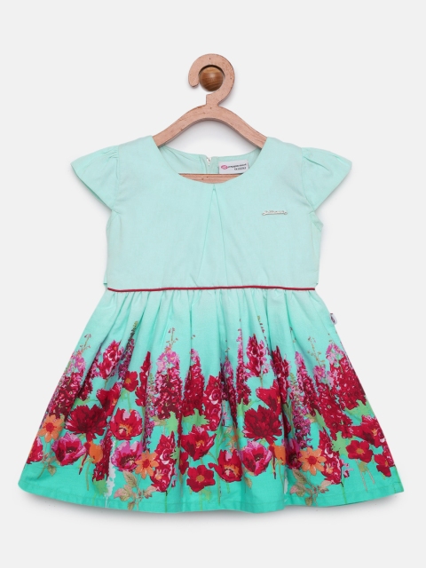 

Peppermint Girls Sea Green Printed Fit and Flare Dress