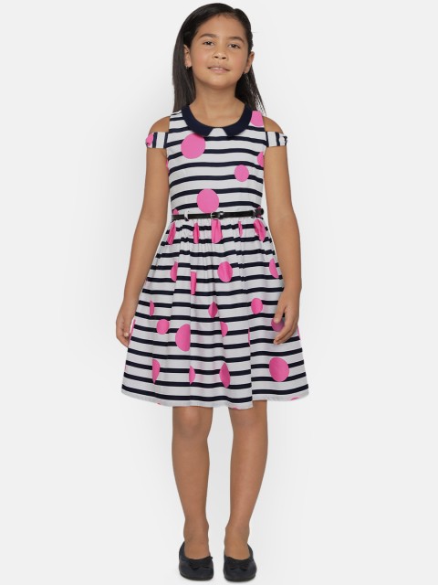 

Peppermint Girls Pink & White Printed Fit and Flare Dress