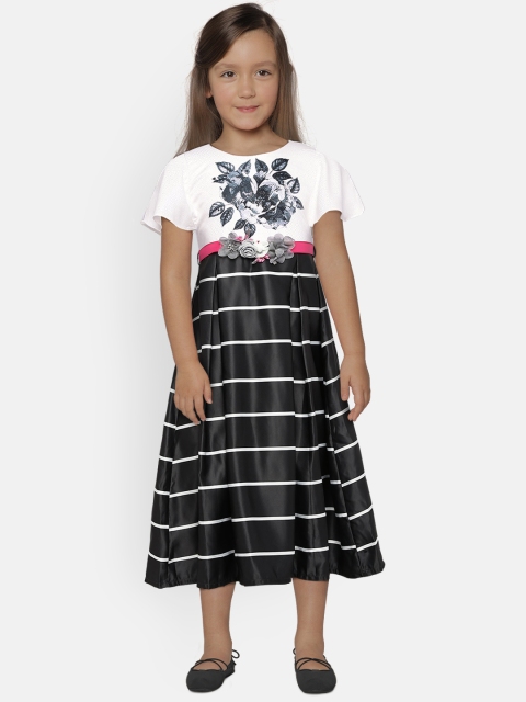 

Peppermint Girls Grey & White Striped Fit and Flare Dress